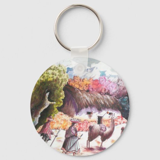 Llama Afbeelding Peru Sleutelhanger (Voorkant)