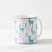 Llama Alapaca Animal Blue Roze Animals Gray Trim Koffiemok (Voorkant rechts)