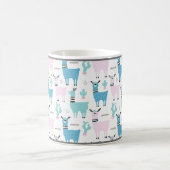 Llama Alapaca Animal Blue Roze Animals Gray Trim Koffiemok (Center)