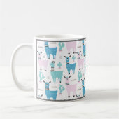 Llama Alapaca Animal Blue Roze Animals Gray Trim Koffiemok (Links)