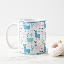 Llama Alapaca Animal Blue Roze Animals Koffiemok