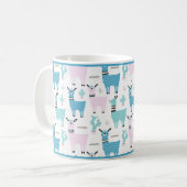 Llama Alapaca Animal Blue Roze Animals Koffiemok (Voorkant links)