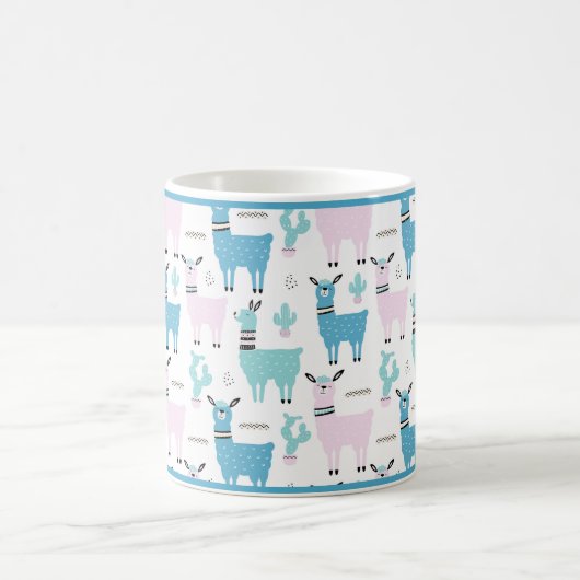 Llama Alapaca Animal Blue Roze Animals Koffiemok (Center)