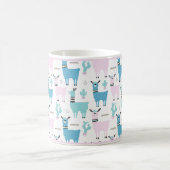 Llama Alapaca Animal Blue Roze Animals Pink Trim Koffiemok (Center)