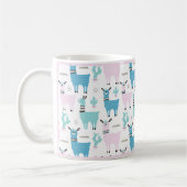Llama Alapaca Animal Blue Roze Animals Pink Trim Koffiemok (Links)