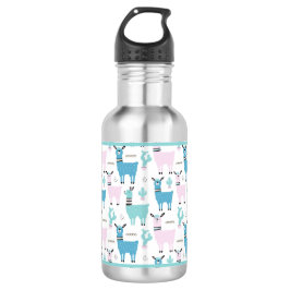 Llama Alapaca Animal Blue Roze Animals Waterfles