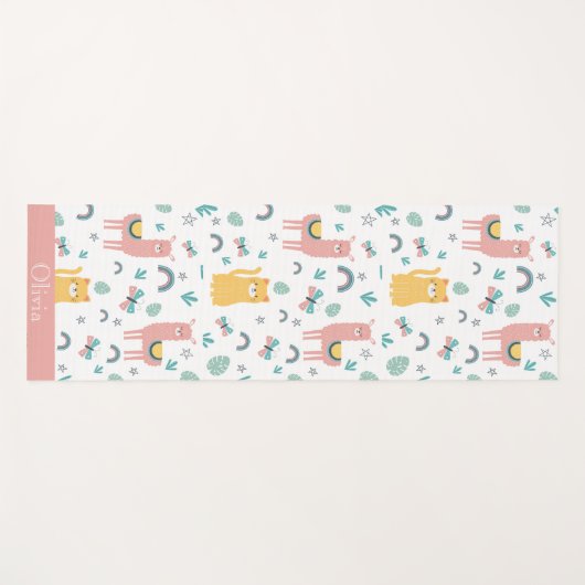 Llama Alapaca Animal Boho Name Cute Yogamat (Voorkant (horizontaal))