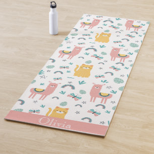 Llama Alapaca Animal Boho Name Cute Yogamat