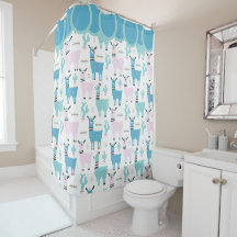 Llama Alapaca Pattern Blue Pink Cute Animals