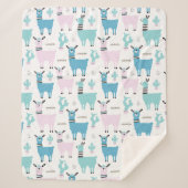 Llama Alapaca Pattern Blue Pink Cute Animals Sherpa Deken (Voorkant)