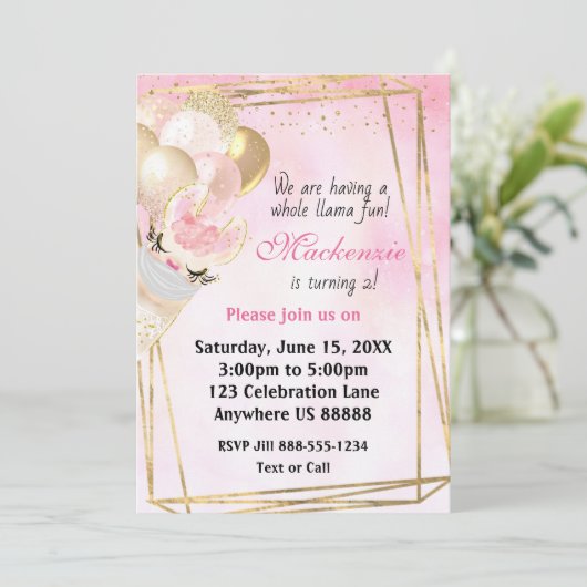 Llama Alle leeftijddagen uitnodiging (Staand voorkant)