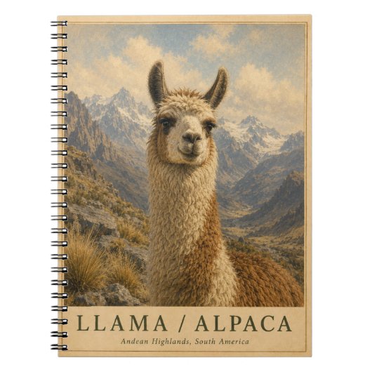 Llama Alpaca Andes ANTIQUA Notitieboek (Voorkant)