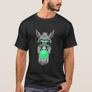 Llama Alpaca Andes Grappige Leuke Zonnebril Kauwen T-shirt