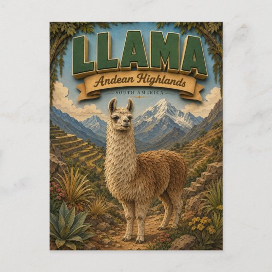 Llama Alpaca Andeshooglanden POPCUT Briefkaart (Voorkant)