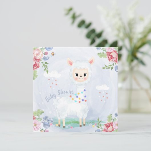 Llama/Alpaca Baby shower Feestdagenkaart (Staand voorkant)