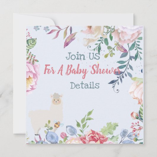 Llama/Alpaca Baby shower Kaart (Achterkant)