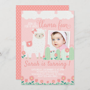 Llama Alpaca Birthday Party Invitation Invite Kaart