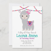 Llama Alpaca Birthday Uitnodiging (Voorkant)