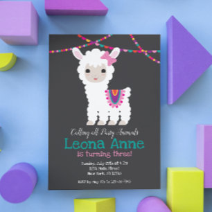 Llama Alpaca Birthday Uitnodiging