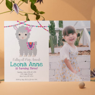 Llama Alpaca Birthday Uitnodiging met afbeelding