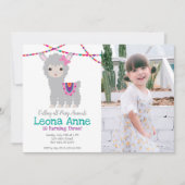 Llama Alpaca Birthday Uitnodiging met afbeelding (Voorkant)