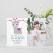 Llama Alpaca Birthday Uitnodiging met afbeelding (Staand voorkant)