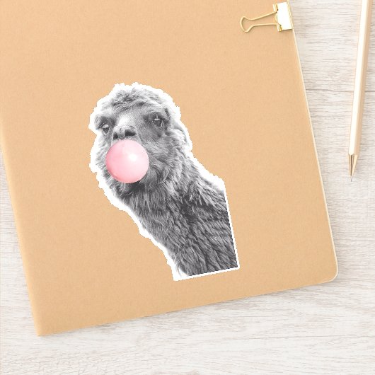 Llama Alpaca Blaast Kauwgom Moppig Sticker (Notitieboek)