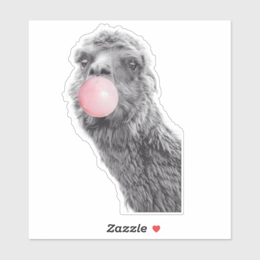 Llama Alpaca Blowing Bubble Gum Schattige Sticker (Vel)