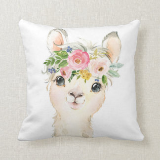 Llama Alpaca Boho Baby Girl Nursery Floral Pillow Kussen
