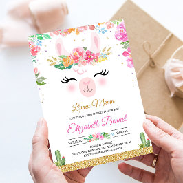 Llama Alpaca Cactus Feest Baby Shower Uitnodiging