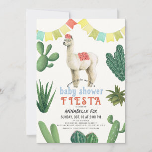 Llama Alpaca Cactus Fiesta Boy Baby shower Kaart