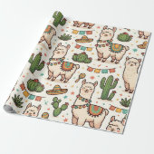 Llama Alpaca Cactus Fiesta Inpakpapier (Uitgerold)