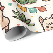Llama Alpaca Cactus Fiesta Inpakpapier (Rol Hoek)