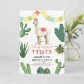 Llama Alpaca Cactus Fiesta Meisje Baby shower Kaart (Staand voorkant)
