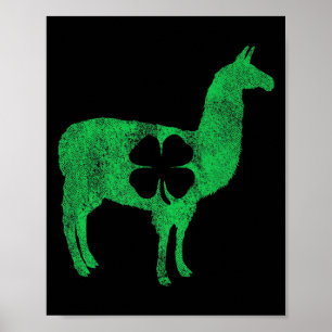 Llama Alpaca Cadeau St Patricks Day Shamrock Kruid Poster