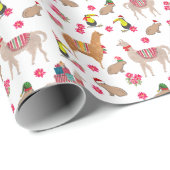 Llama Alpaca Capybara Tropical Christmas Wildlife Cadeaupapier (Rol Hoek)