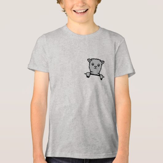 Llama Alpaca Cute Fluffy Animal Peeking Over Edge Tri-Blend Shirt (Voorkant)