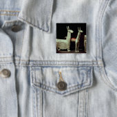 Llama, alpaca en vrouw vierkante button 5,1 cm (In situ)