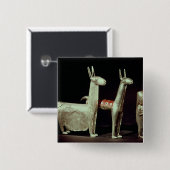 Llama, alpaca en vrouw vierkante button 5,1 cm (Voorkant /achterkant)