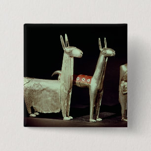 Llama, alpaca en vrouw vierkante button 5,1 cm