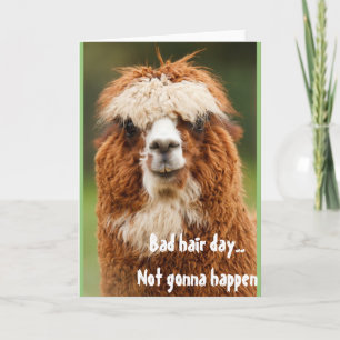 Llama Alpaca Funny Hair Day Wenskaart Kaart