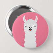Llama alpaca gezicht ronde button 4,0 cm (Voorkant /achterkant)