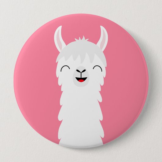 Llama alpaca gezicht ronde button 4,0 cm (Voorkant)