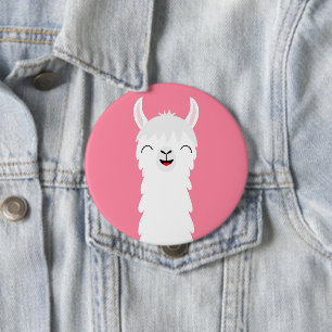 Llama alpaca gezicht ronde button 4,0 cm