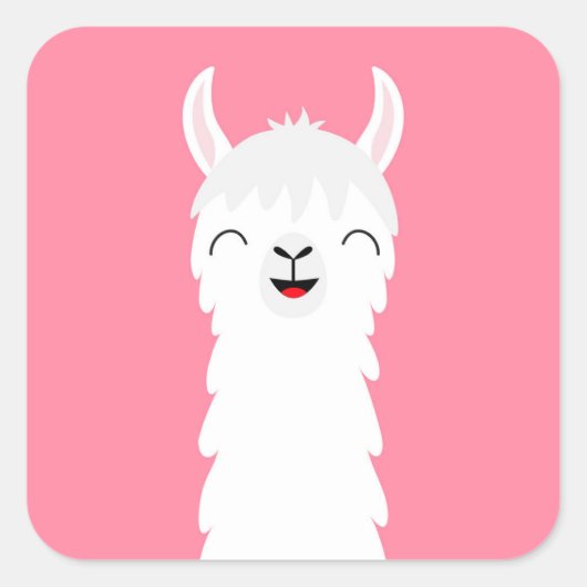 Llama alpaca gezicht vierkante sticker (Voorkant)