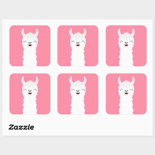 Llama alpaca gezicht vierkante sticker (Vel)
