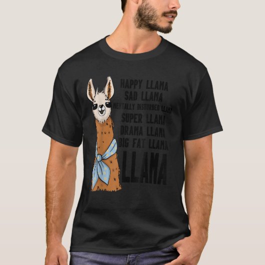 Llama Alpaca Happy Sad Mentally Disturbed Drama Bi T-shirt (Voorkant)