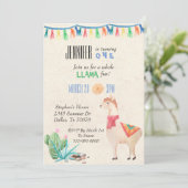 Llama Alpaca Kinderverjaardagsfeest Uitnodiging (Staand voorkant)