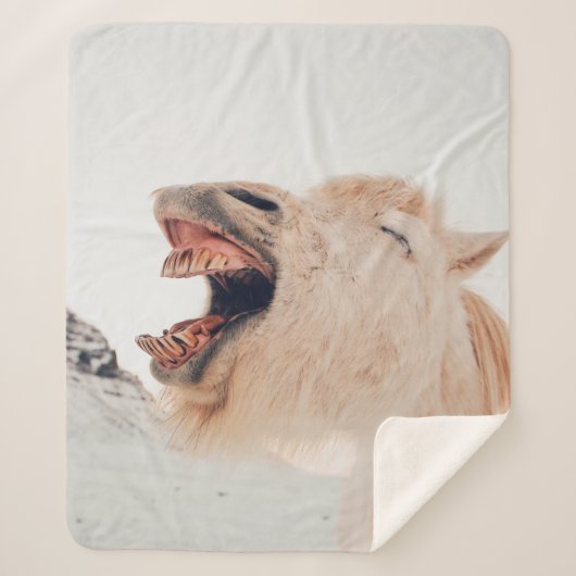 LLAMA ALPACA-LAUGHING VERSNELD SHERPA DEKEN (Voorkant)