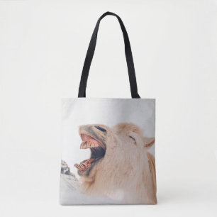 LLAMA ALPACA-LAUGHING VERSNELD TOTE BAG